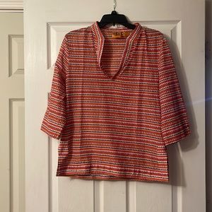 NWT Tory Burch Stephanie Tunic Top Size 12 Lightweight Elbow Sleeves